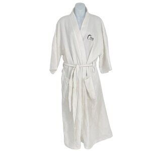 Zyia‎ Active White Waffle Spa Robe With Belted Waist & Pockets